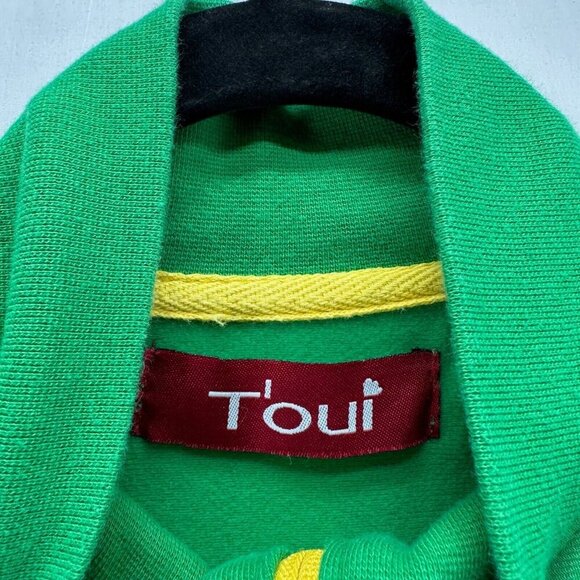 T'oui Jacket Womens Size L BRAZIL Striped Track Full Zip Long Sleeve Green - Picture 8 of 12